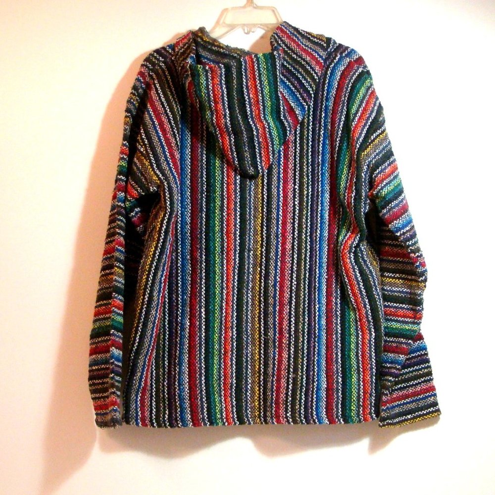 Iguana Jack Boho Multicolored Woven Pullover Hoodie New - Picture 3 of 4